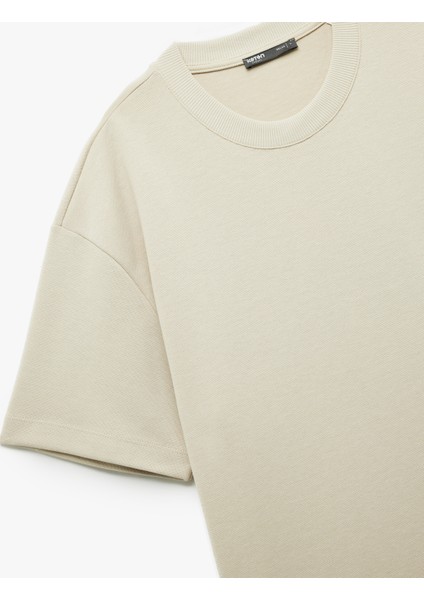 Pamuklu Kısa Kollu Pike Kumaş Bisiklet Yaka Basic Oversize Tişört