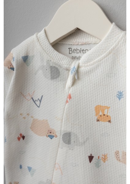 My Baby Kumsal % 100 Coton 10 Lu Hastane Çıkışı Yeni Doğan Sevimli Orman Desenli Ekru 10082 modelleri