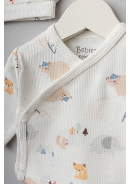 My Baby Kumsal % 100 Coton 10 Lu Hastane Çıkışı Yeni Doğan Sevimli Orman Desenli Ekru 10082 fırsatları