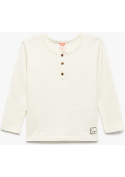Pamuklu Uzun Kollu Düğmeli Tişört