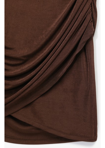 Pencere Detaylı Kısa Kollu Bisiklet Yaka Drapeli Bodycon Mini Abiye Elbise fırsatları