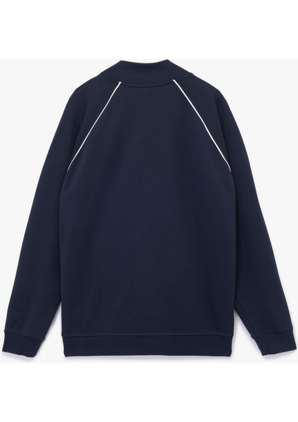 Uzun Kollu Çizgi Detaylı Cepli Pamuklu Dik Yaka Fermuarlı Sweatshirt fiyatları