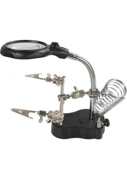 WH-801 Lehim Yardımcı Standı – Büyüteçli, Havya Yuvalı, Üçüncü El Aparatı