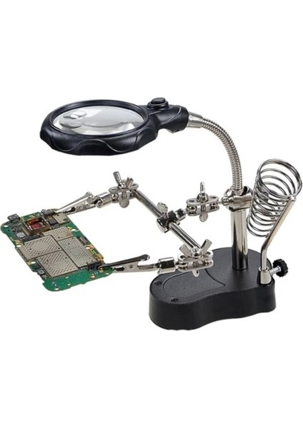 WH-801 Lehim Yardımcı Standı – Büyüteçli, Havya Yuvalı, Üçüncü El Aparatı fiyatları