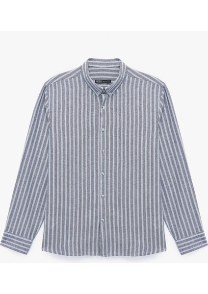 Düğmeli Yaka Pamuklu Regular Fit Uzun Kollu Gömlek