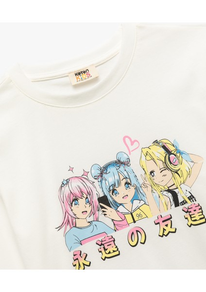 Pamuklu Uzun Kollu Bisiklet Yaka Anime Baskılı Tişört modelleri