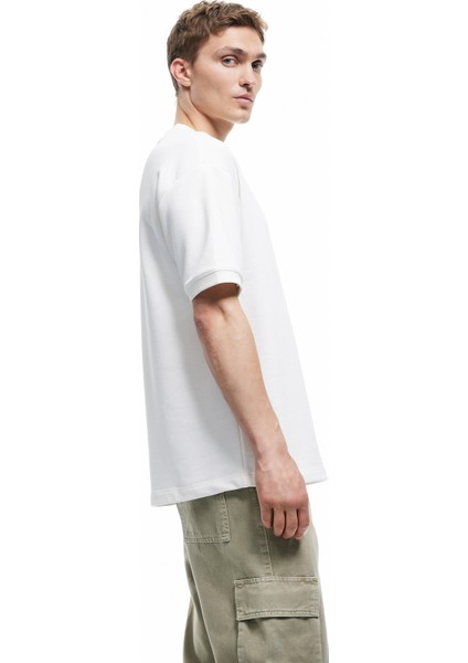 Kısa Kollu Bisiklet Yaka Şardonlu Basic Oversize Tişört