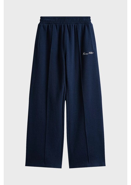 Pamuklu Straight Fit Normal Bel Düz Paça Pantolon Bayan Pantolon WW0WW45744 C1G indirimleri