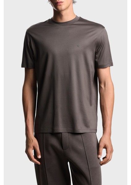 Pamuk Karışımlı Regular Fit Bisiklet Yaka Logolu T Shirt Erkek T Shirt EM003137 AF10761 U8143