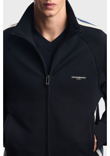 Streç Pamuklu Regular Fit Şerit Detaylı Dik Yaka Sweat Erkek Sweat EM002872 AF13488 UB118 fırsatları