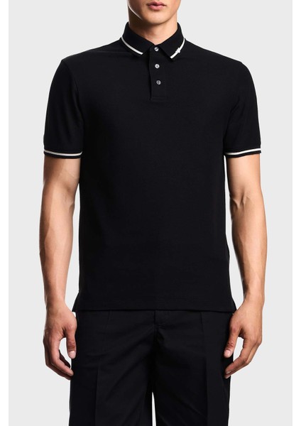 Şerit Detaylı Pamuklu Regular Fit Düğmeli Polo Yaka T Shirt Erkek Polo Yaka T Shirt EM003003 AF10497 UC001