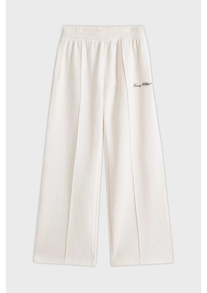 Pamuklu Straight Fit Normal Bel Düz Paça Pantolon Bayan Pantolon WW0WW45744 Ya8 indirimleri