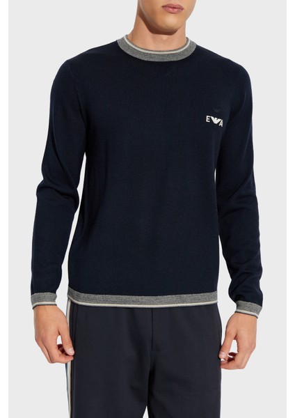 % 100 Yün Regular Fit Bisiklet Yaka Logolu Kazak Erkek Kazak EM003387 AF14697 UB118