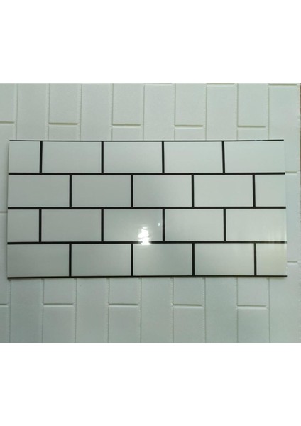 60X30CM Parlak Beyaz Tuğla Desenli Yapışkanlı Duvar Paneli modelleri