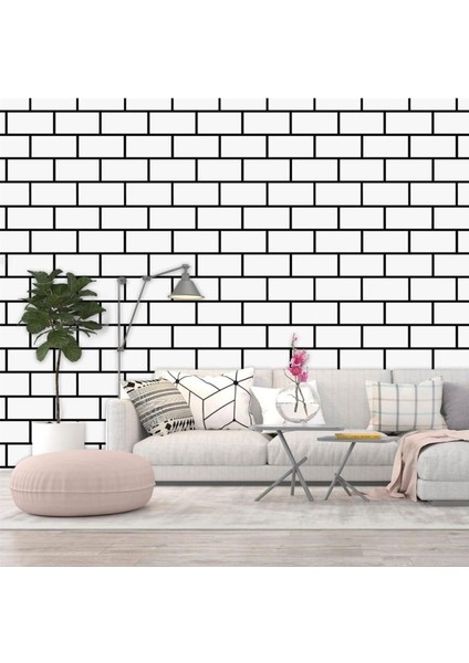 60X30CM Parlak Beyaz Tuğla Desenli Yapışkanlı Duvar Paneli indirimleri