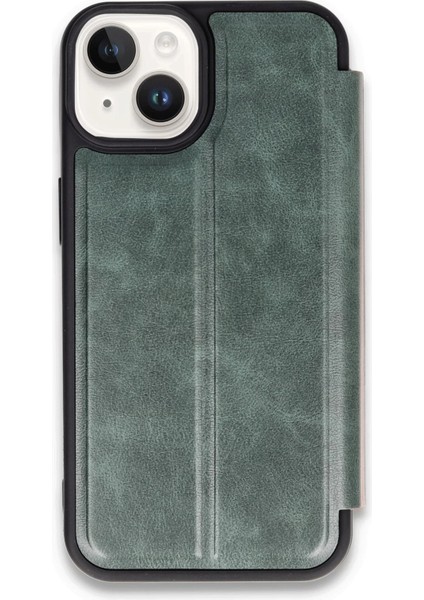 Iphone 14 Kılıf Flip Cover - Koyu Yeşil Arbkd