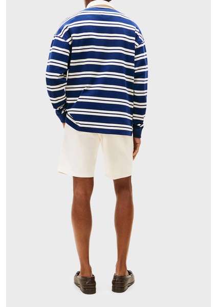 Çizgili % 100 Pamuk Relaxed Fit Düğmeli Polo Yaka Kazak Erkek Kazak MW0MW39682 0fa modelleri