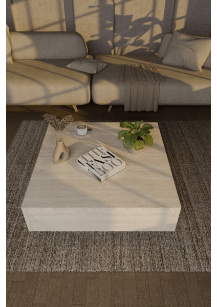 Nisay Kare Orta Sehpa Yeni Nesil Modern Orta Sehpa Ahşap Traverten Mermer Desen WBT513 modelleri