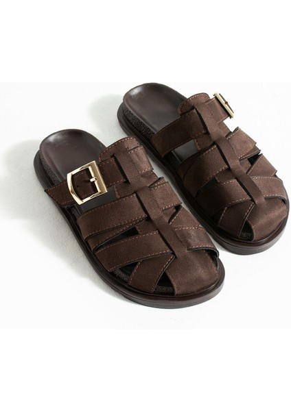 Julia Kadın Kahverengi Tokalı Detaylı Terlik Sandalet S modelleri