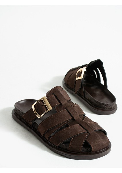 Julia Kadın Kahverengi Tokalı Detaylı Terlik Sandalet S fırsatları