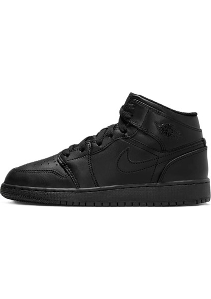 Air Jordan 1 Mıd Leather Sneaker Womens Sneaker Bilekli Hakiki Deri Kadın Günlük Spor Ayakkabı Siyah