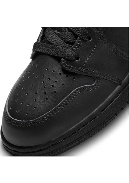 Air Jordan 1 Mıd Leather Sneaker Womens Sneaker Bilekli Hakiki Deri Kadın Günlük Spor Ayakkabı Siyah indirimleri
