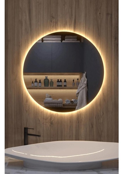 Yuvarlak Gün Işığı Ledli Banyo ve Makyaj Aynası 40-100 cm Sarı