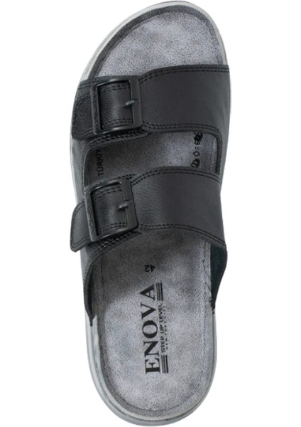 Enova Erkek Suni Deri Ortopedik Çift Monta Taban Ayarlı Tokalı Dikişli Şık Ev Dışarı Terliği modelleri