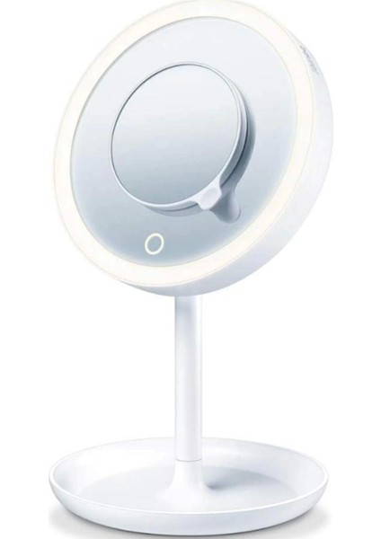 Büyüteçli, Dokunmatik, LED Işıklı, Usb, Yuvarlak Masa Üstü Makyaj Aynası