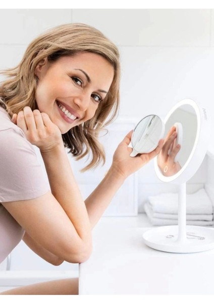 Büyüteçli, Dokunmatik, LED Işıklı, Usb, Yuvarlak Masa Üstü Makyaj Aynası fırsatları