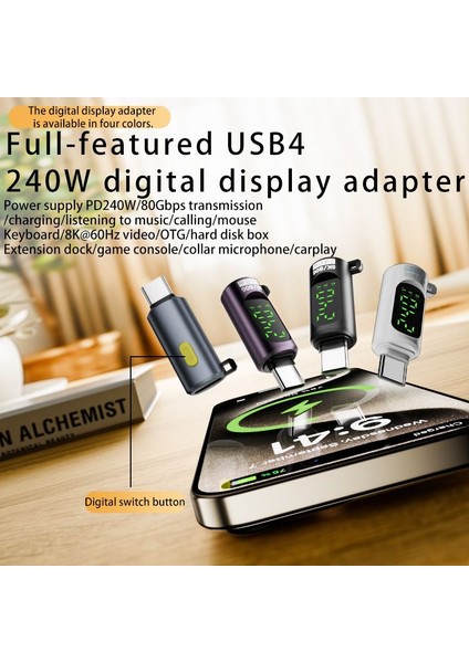 240W Dijital Göstergeli Type-C To Type-C 80GBPS 8K@60Hz ve Hızlı Şarj Mini Otgza modelleri
