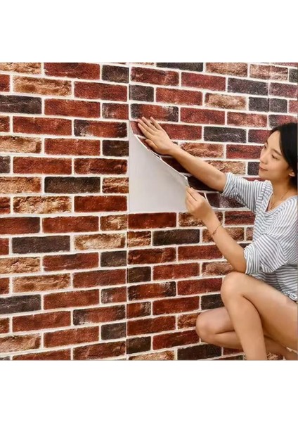 Çok Renkli Taş Tuğla Desenli Kendinden Yapışkan Duvar Paneli 70X35CM fırsatları