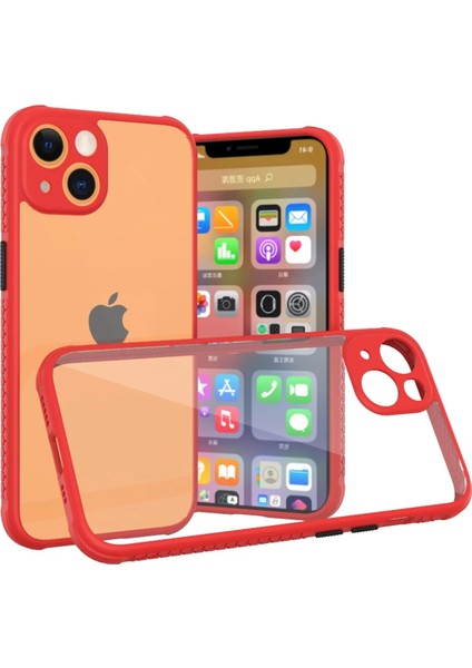 Iphone 13 Mini Kılıf Miami Şeffaf Silikon - Kırmızı Arbkd