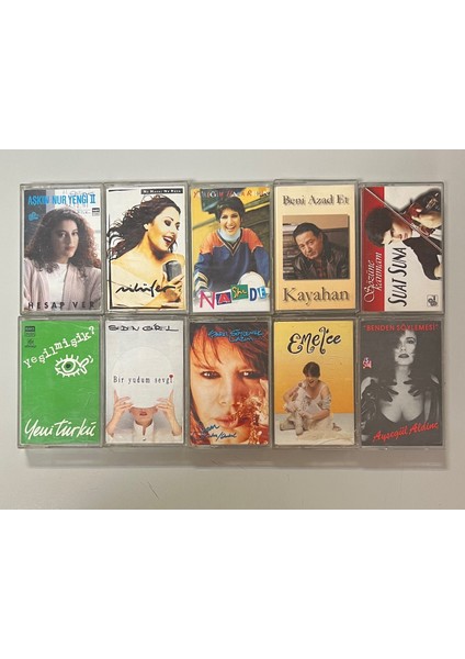 10 Tane Türkçe Pop Kaset Lotu (Orijinal Dönem Baskı Fotodaki 10 Kaset Gönderilecektir)