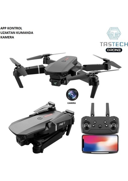 720P Kameralı Drone E88 Katlanabilir Uzaktan Kumandalı App Destekli Quadcopter