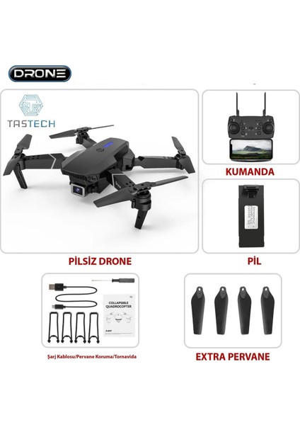 720P Kameralı Drone E88 Katlanabilir Uzaktan Kumandalı App Destekli Quadcopter fiyatları