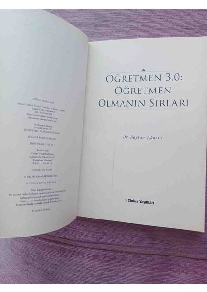 3.0 Öğretmen Olmanın Sırları 2019 1,baski 134 Sayfa Bazi Sayfalarda Alti Cizili Yerler Var Harici Temizdir fırsatları