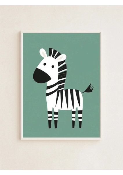 Playful Zebra – Eğlenceli Çocuk Posteri – 30X40 cm | Çerçevesiz