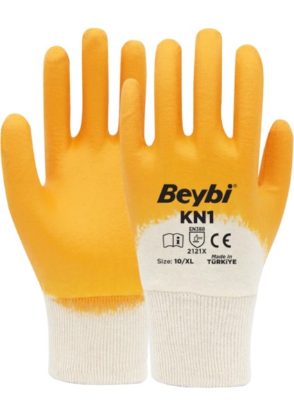 Kn1 Pamuk Nitril Eldiven Sarı Iş Eldiveni 9 Numara L fiyatları