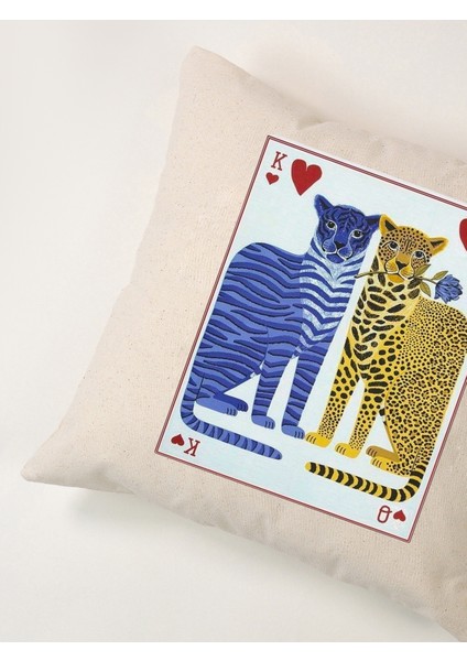 KING & QUEEN - Maça Sinek Leopar Baskı Kırlent Kılıfı modelleri