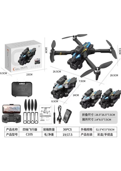 Çift Kameralı Engel Kaçınma Sensörlü Drone Uzaktan Kumandalı App Destekli LED Işıklı Quadcopter