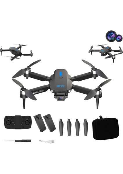 Çift Kamera ve Bataryalı Drone Uzaktan Kumandalı App Destekli Brushless Motor Quadcopter Optik Duruş
