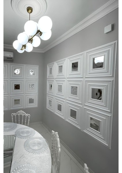 3 Boyutlu Pvc Duvar Paneli Lima, 4 Adet 50X50 Cm, Toplam 1 M², Beyaz Renk indirimleri