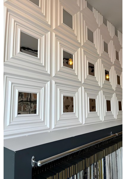 3 Boyutlu Pvc Duvar Paneli Lima, 4 Adet 50X50 Cm, Toplam 1 M², Beyaz Renk