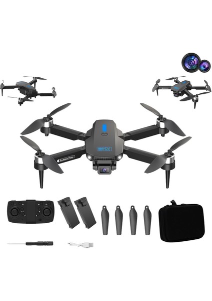 Çift Kamera ve Bataryalı Drone Uzaktan Kumandalı App Destekli Brushless Motor Quadcopter Optik Duruş