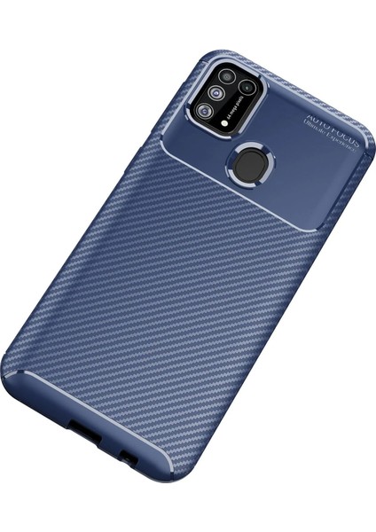 Samsung Galaxy M31 Kılıf Auto Focus Karbon Kapak - Lacivert Arbkd