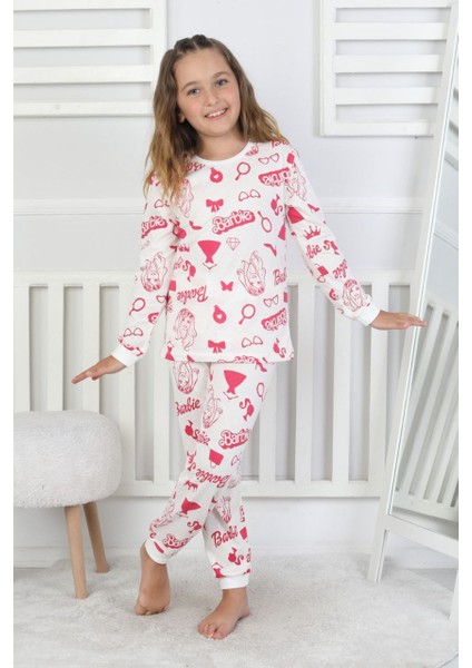 %100 Pamuk Kız Çocuk Pijama Takımı – Uzun Kollu, Manşetli, Yumuşak Süprem Penye