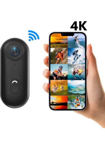 UHD 4K Wifi Vlog Kamera 30M Su Geçirmez Geniş Açı Lens Dahili Pil Manyetik Askılı