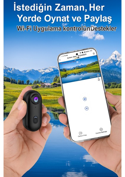 UHD 4K Wifi Vlog Kamera 30M Su Geçirmez Geniş Açı Lens Dahili Pil Manyetik Askılı fırsatları