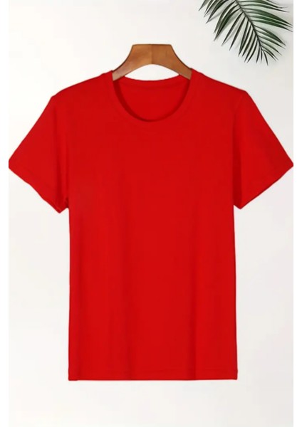 Erkek 5'li Kırmızı-Sarı-Pembe-Mavi-Su Yeşili Slim Fit Dar Kesim %100 Pamuk Tişört fırsatları
